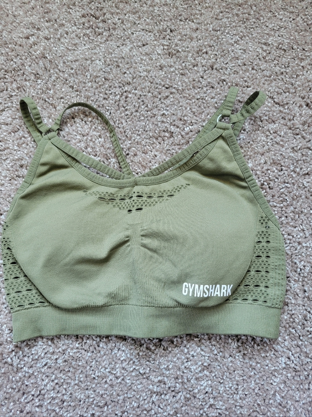 Gymshark Energy+ Seamless Sports Bra Size M Army Green Padded
